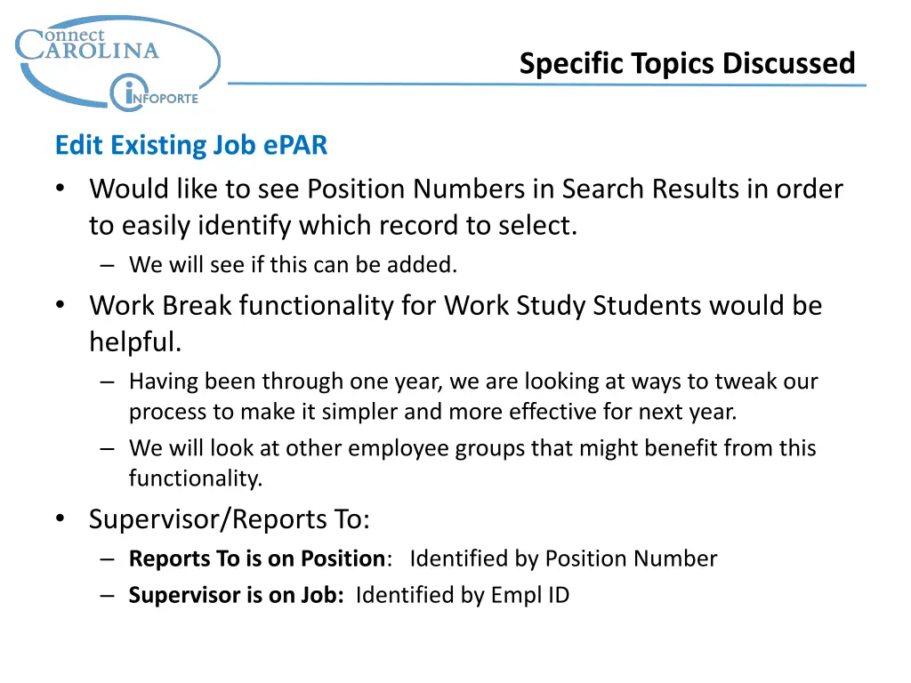 specific topics discussed 3