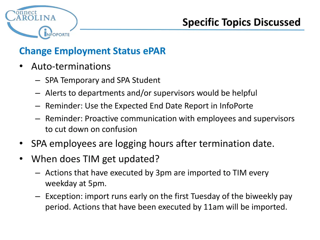 specific topics discussed 4