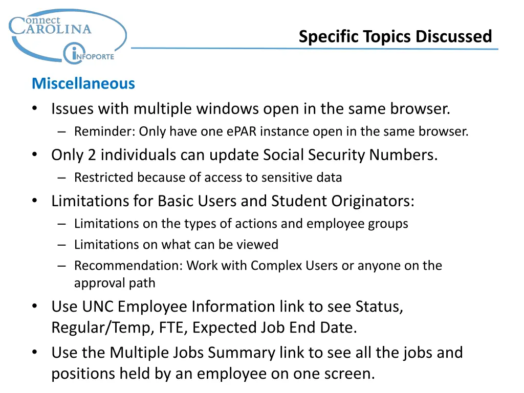 specific topics discussed 5