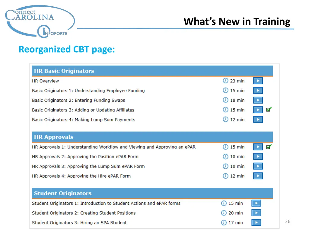 what s new in training 1