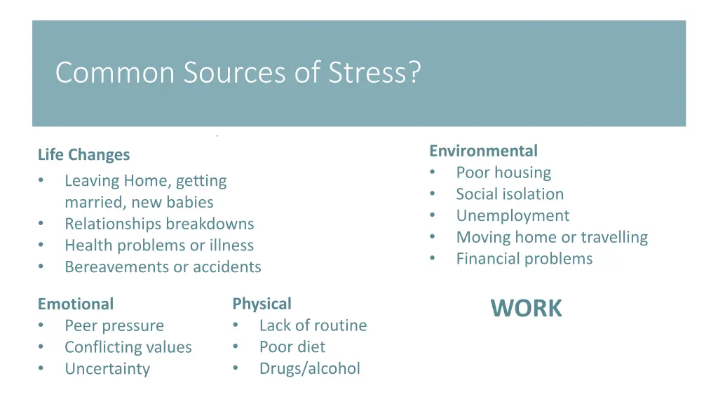 common sources of stress