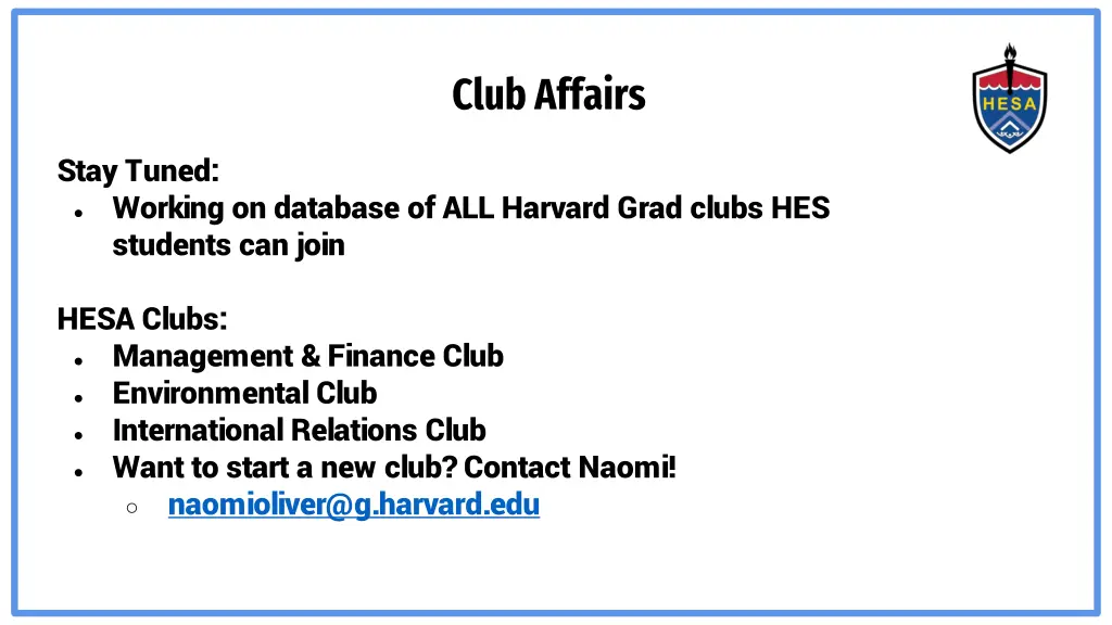 club affairs