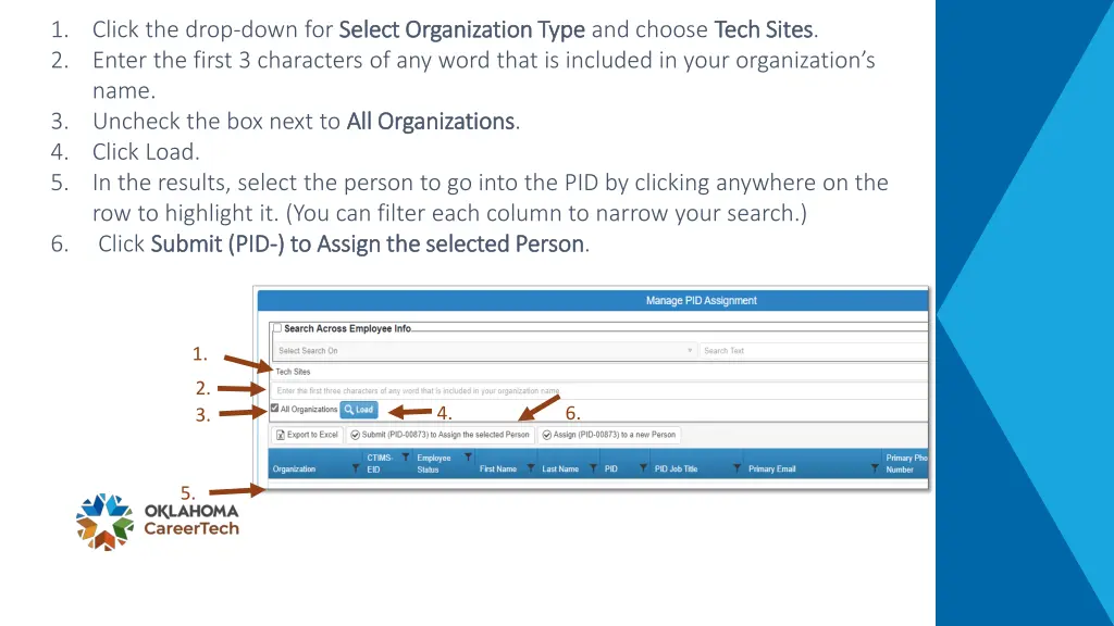 1 click the drop down for select organization
