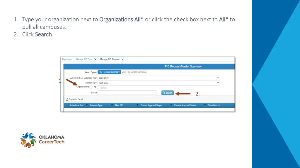 1 type your organization next to organizations