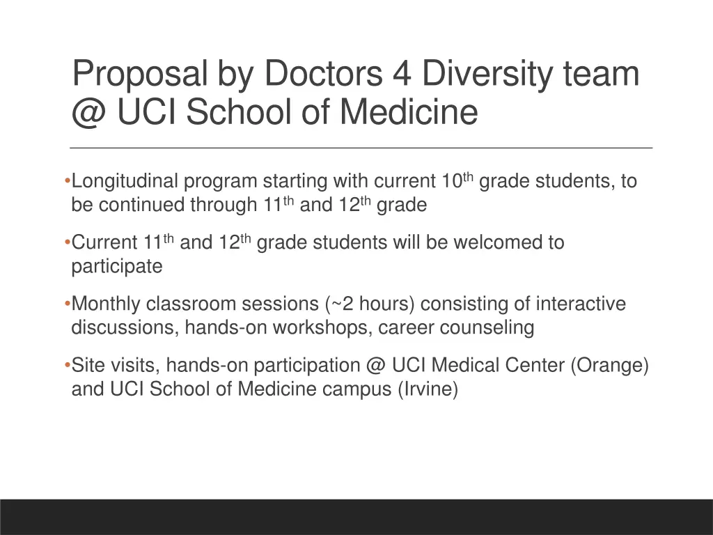 proposal by doctors 4 diversity team @ uci school