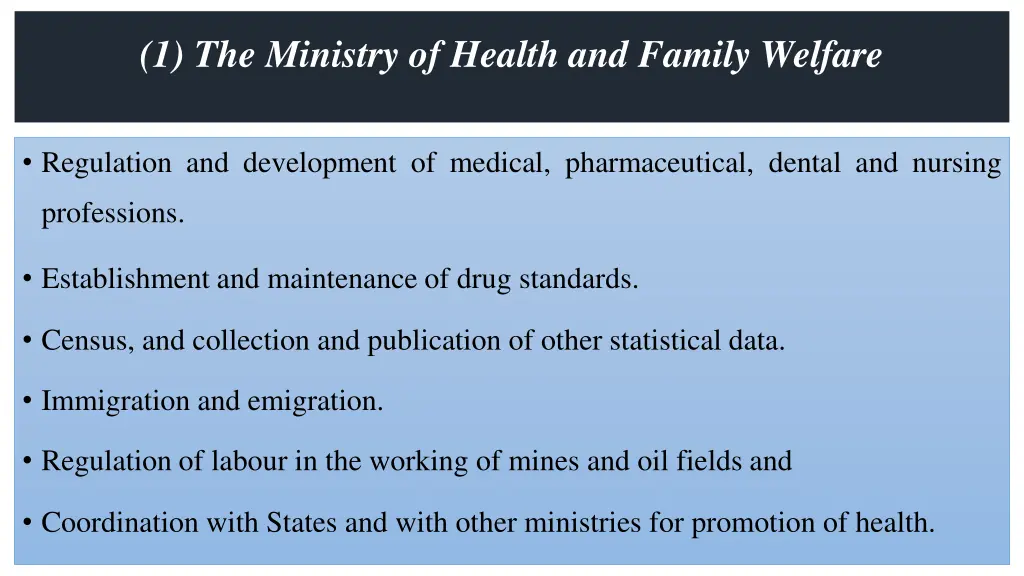 1 the ministry of health and family welfare 3