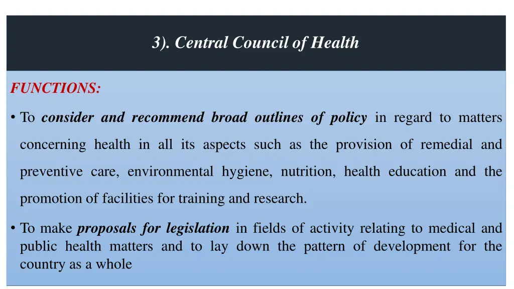 3 central council of health 2