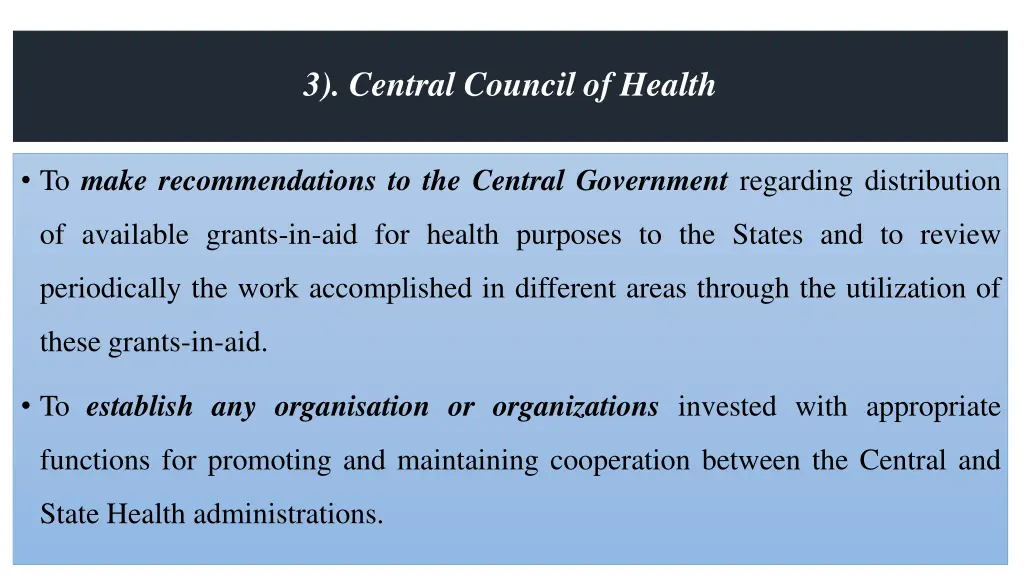 3 central council of health 3
