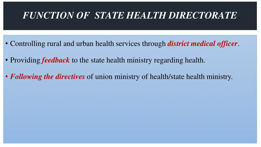 function of state health directorate 2