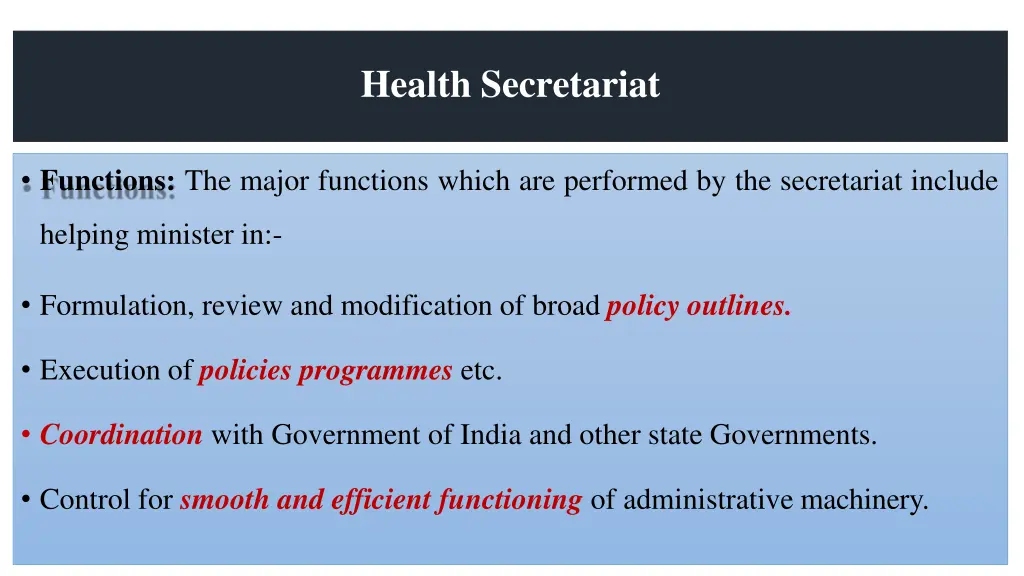 health secretariat