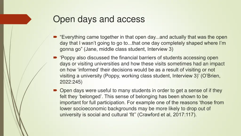 open days and access