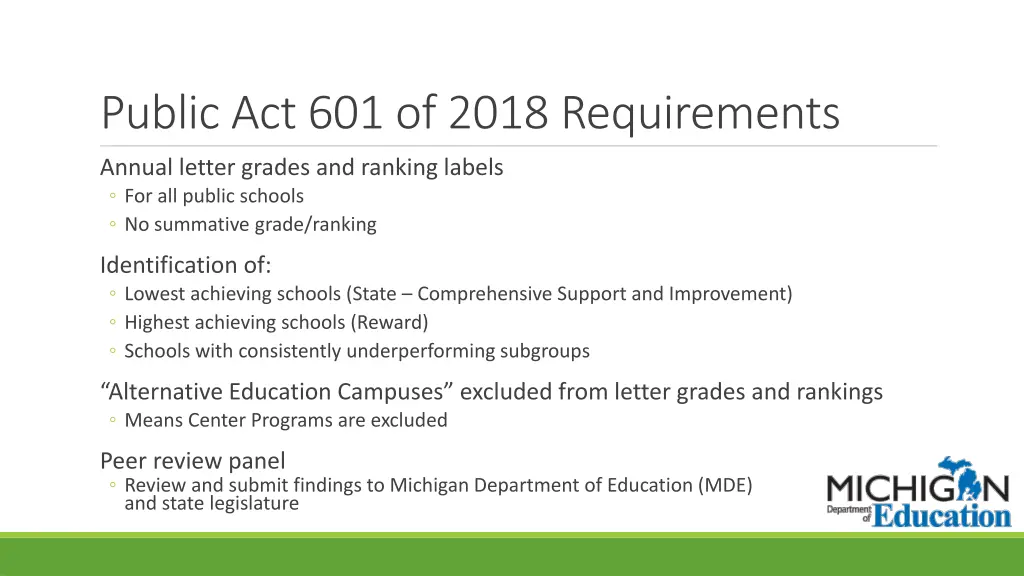 public act 601 of 2018 requirements