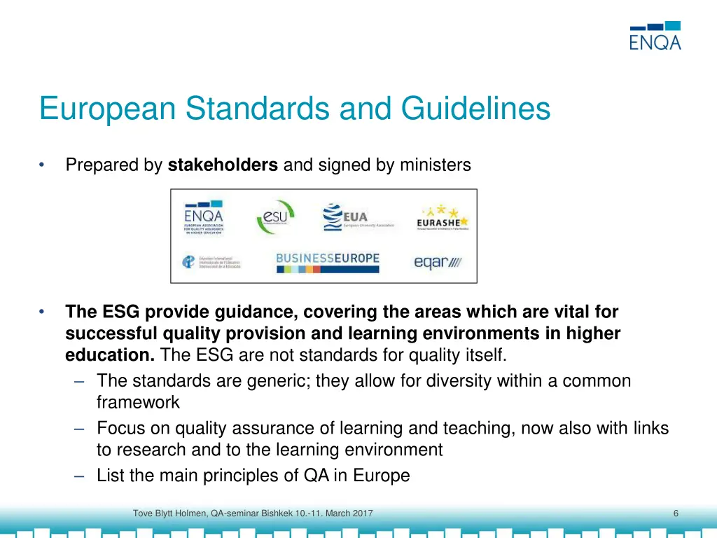 european standards and guidelines
