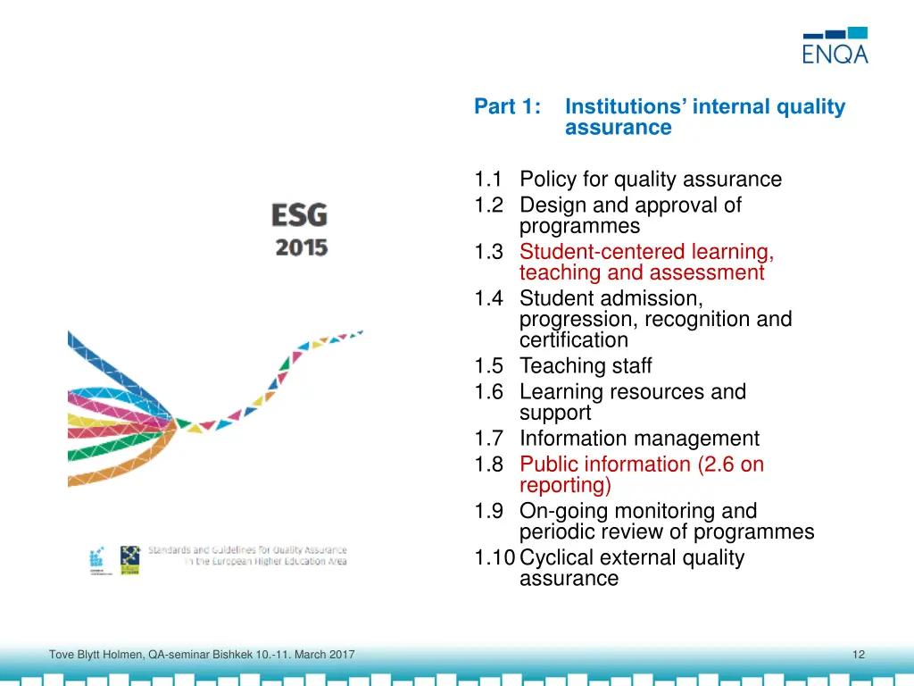 part 1 institutions internal quality assurance 1