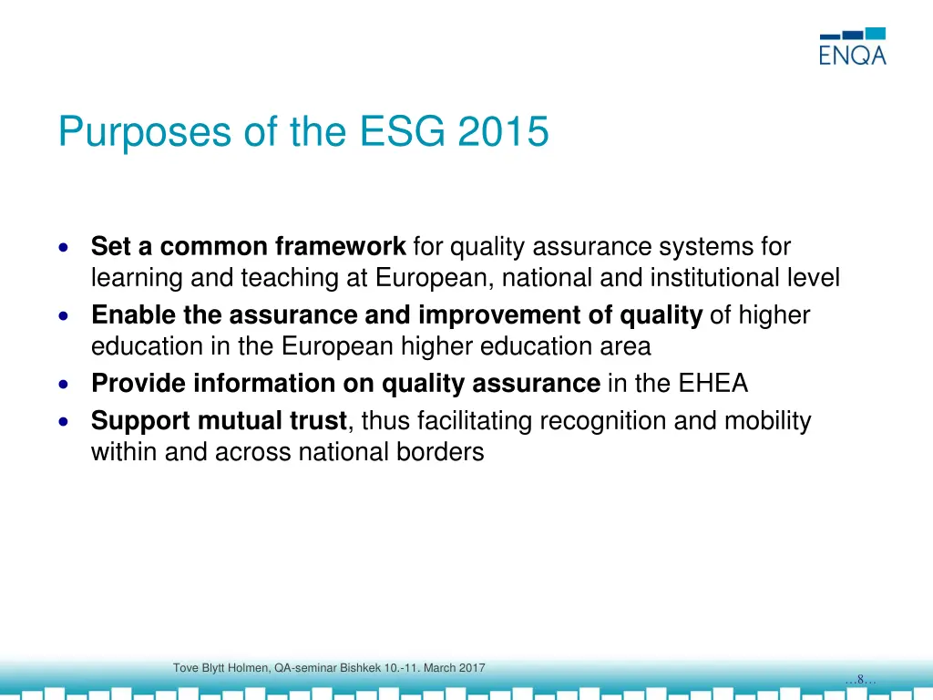 purposes of the esg 2015