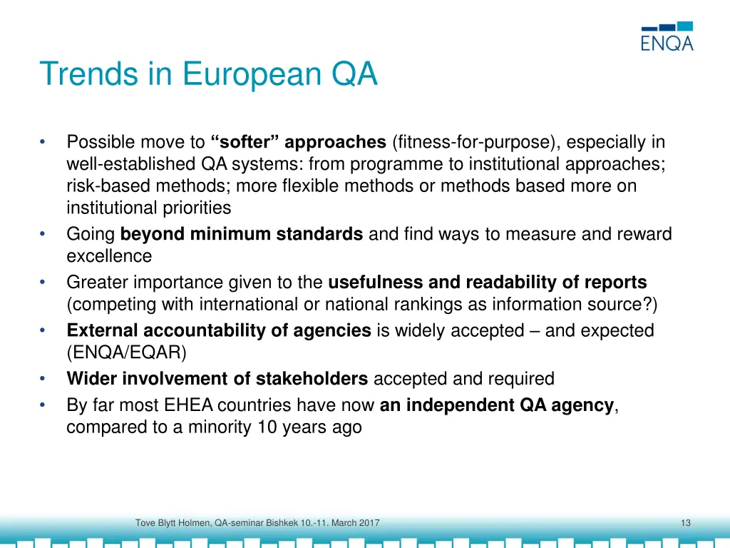 trends in european qa