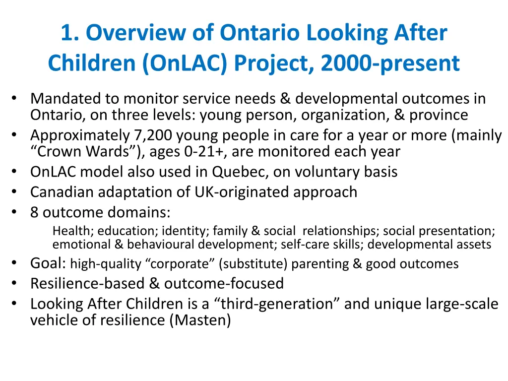 1 overview of ontario looking after children
