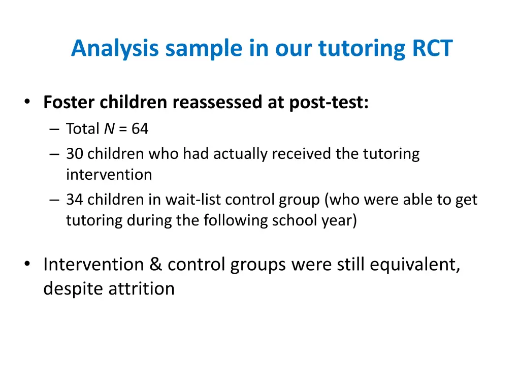 analysis sample in our tutoring rct