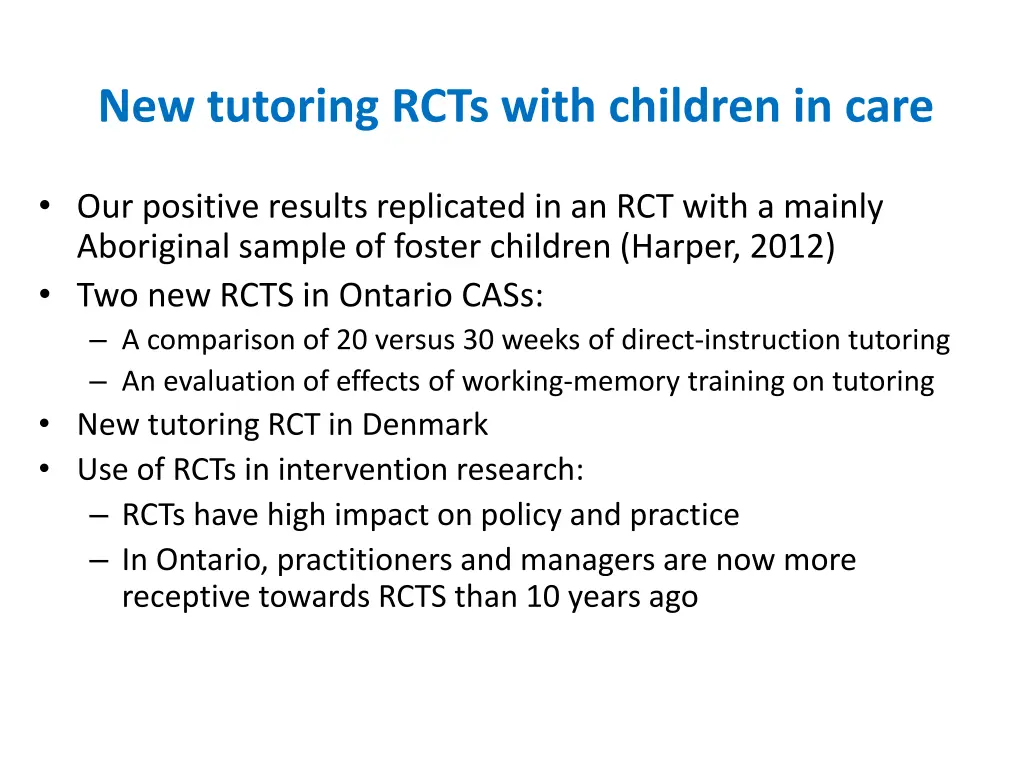 new tutoring rcts with children in care