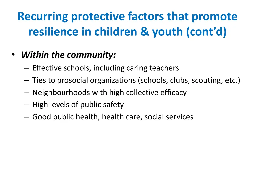 recurring protective factors that promote 3