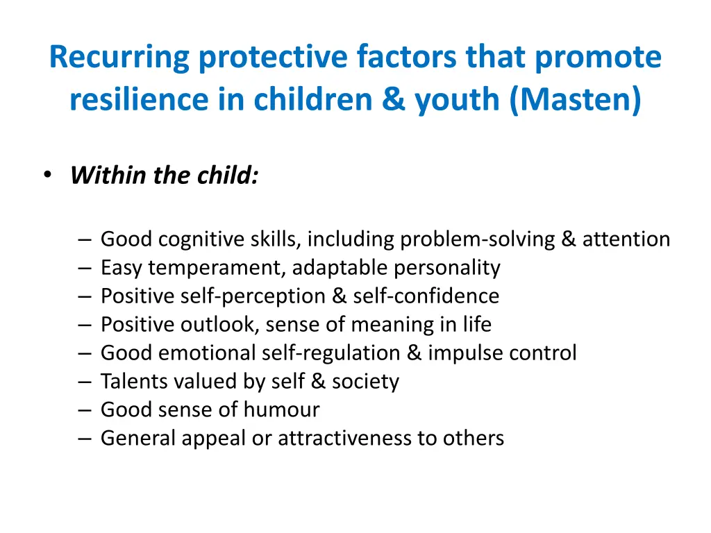 recurring protective factors that promote