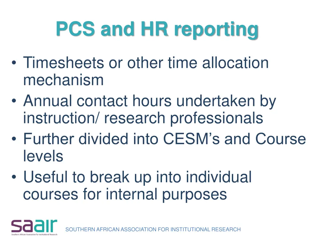 pcs and hr reporting