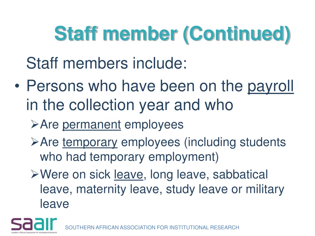 staff member continued