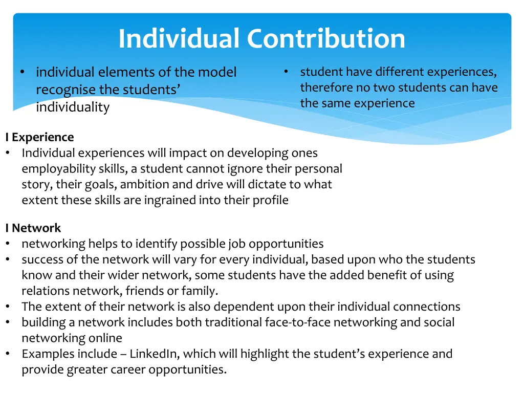 individual contribution
