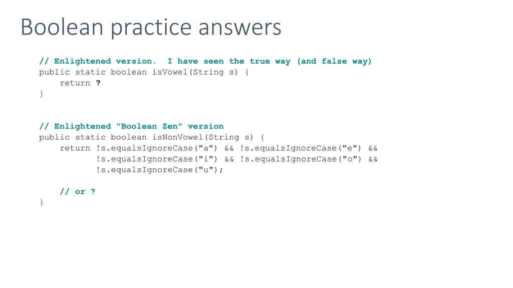 boolean practice answers