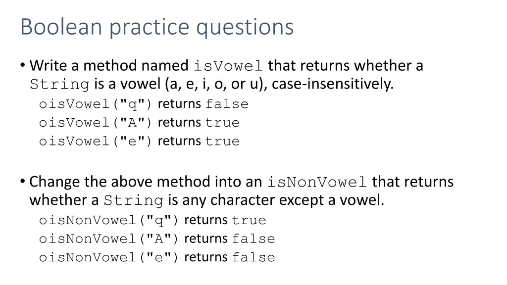 boolean practice questions