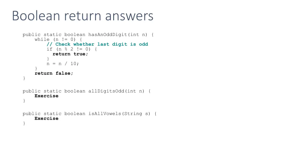 boolean return answers