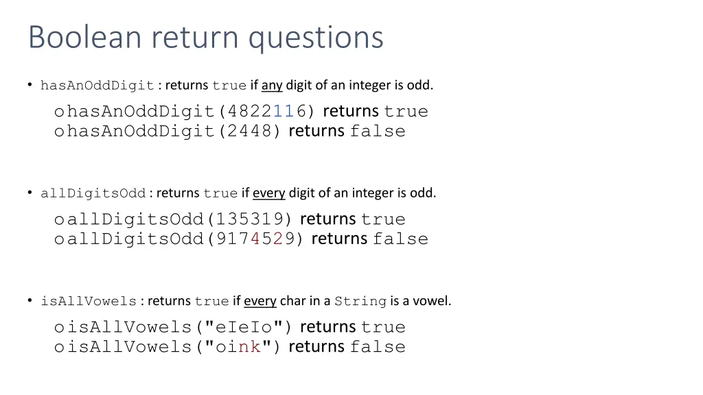 boolean return questions