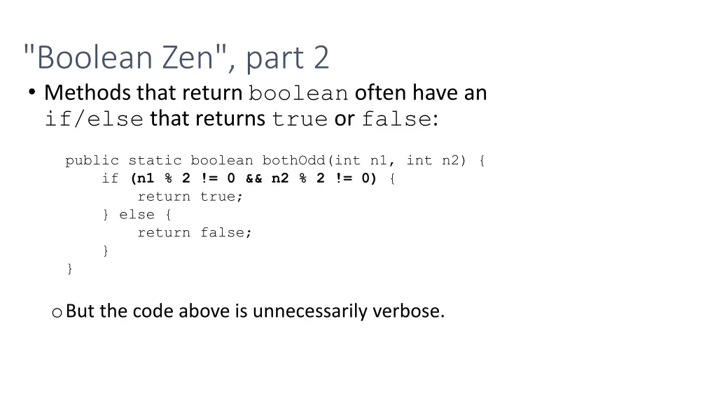 boolean zen part 2 methods that return boolean