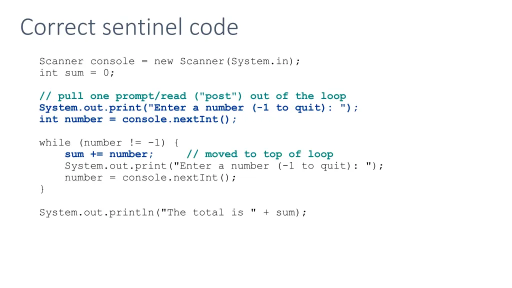 correct sentinel code