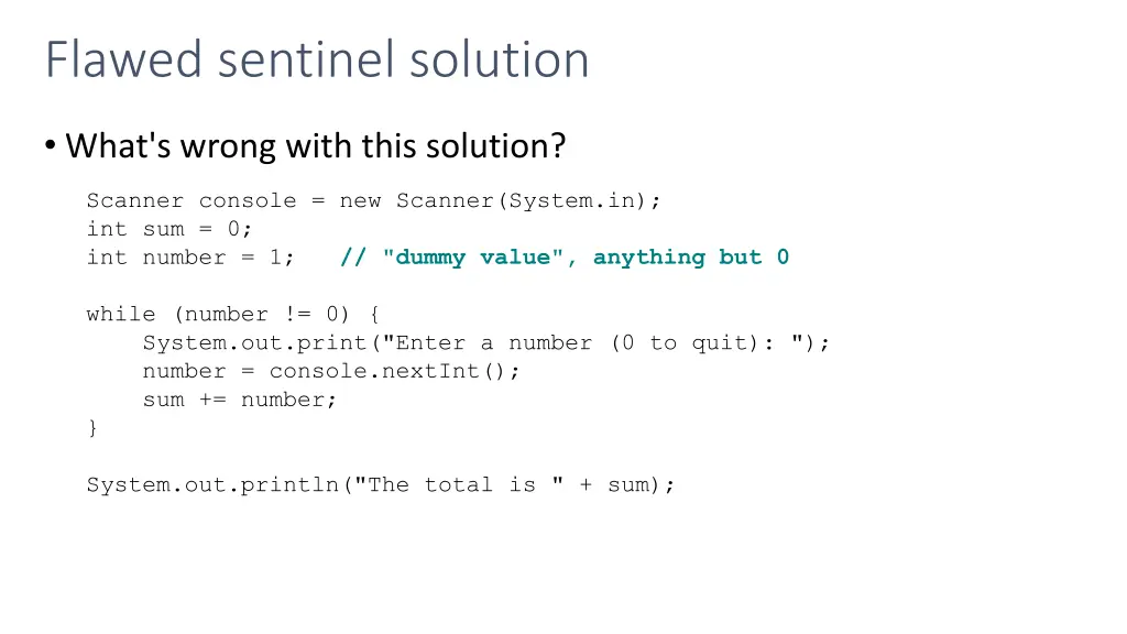 flawed sentinel solution