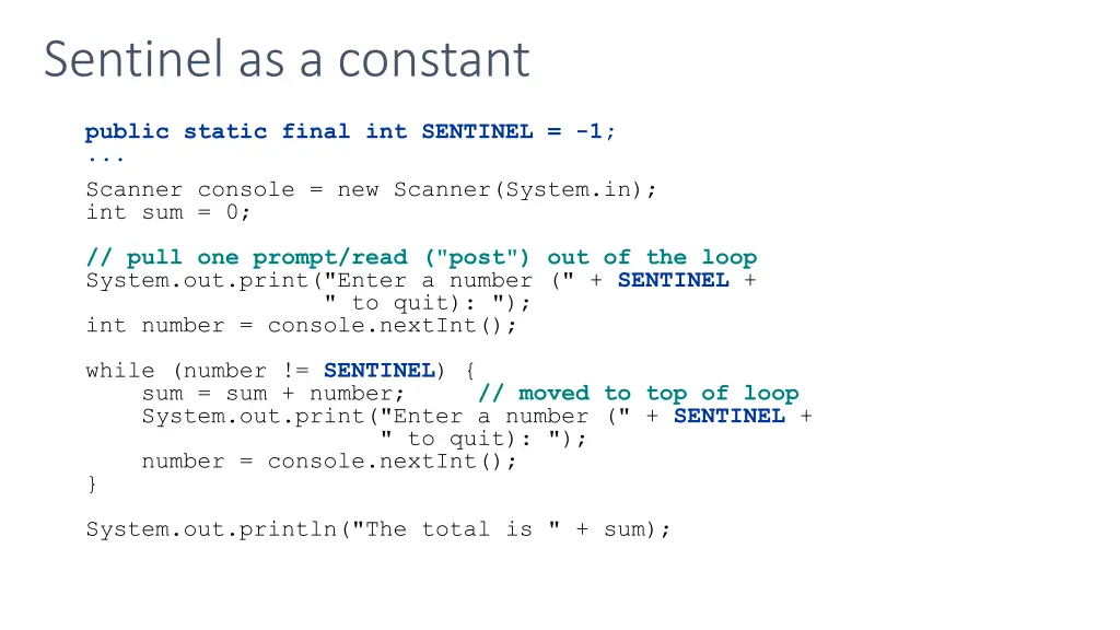 sentinel as a constant