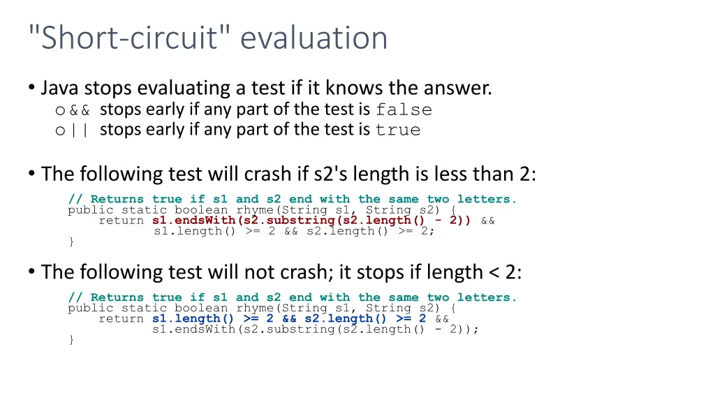 short circuit evaluation
