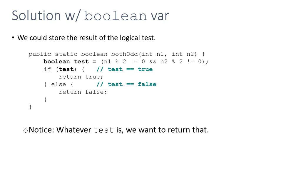solution w boolean var