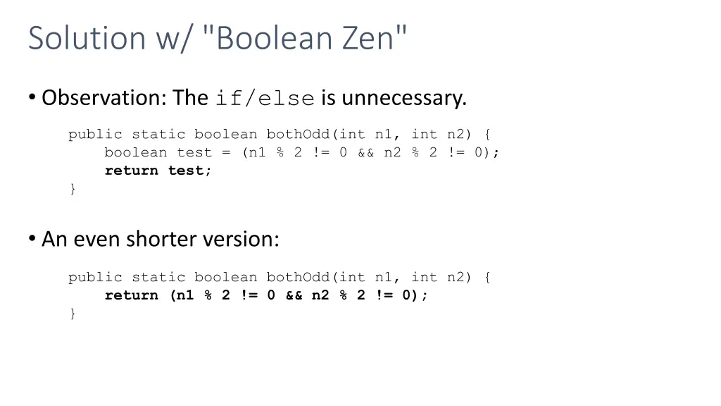 solution w boolean zen