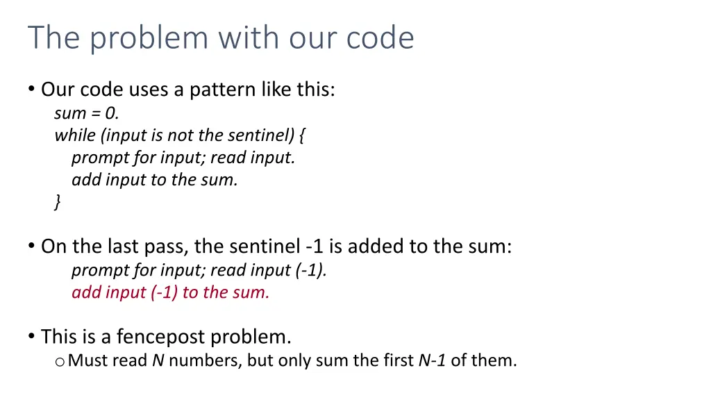 the problem with our code