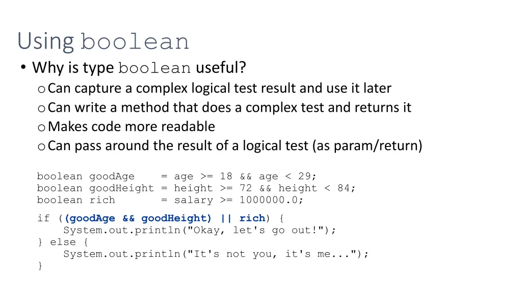 using boolean why is type boolean useful
