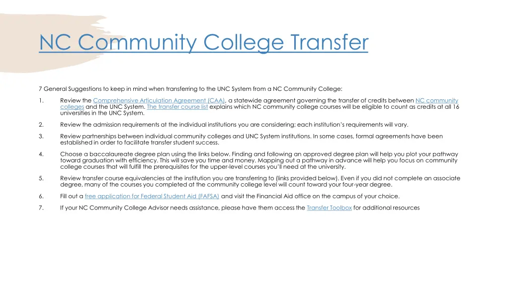 nc community college transfer