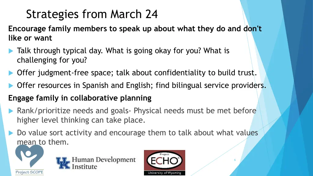 strategies from march 24 encourage family members