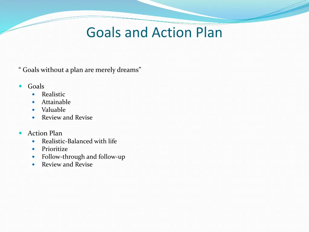 goals and action plan