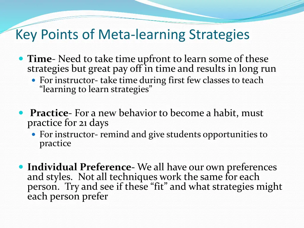 key points of meta learning strategies