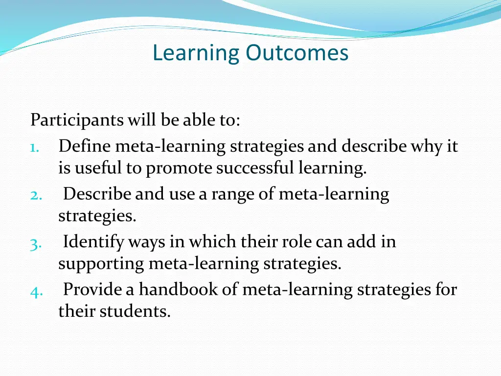 learning outcomes