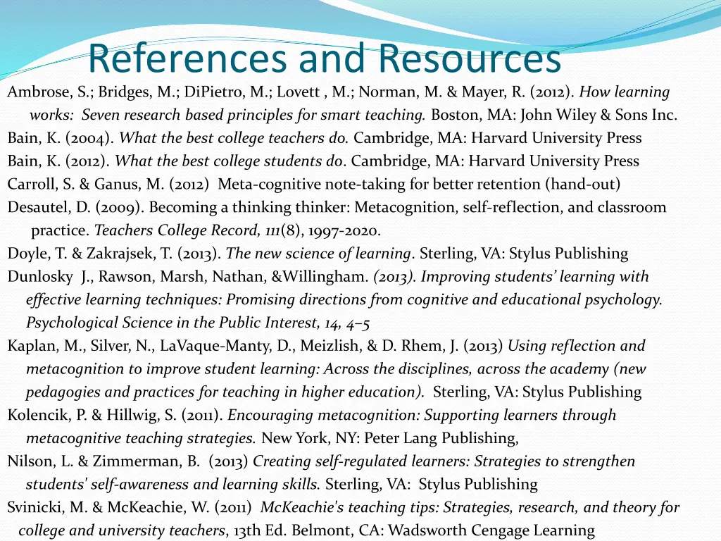 references and resources ambrose s bridges