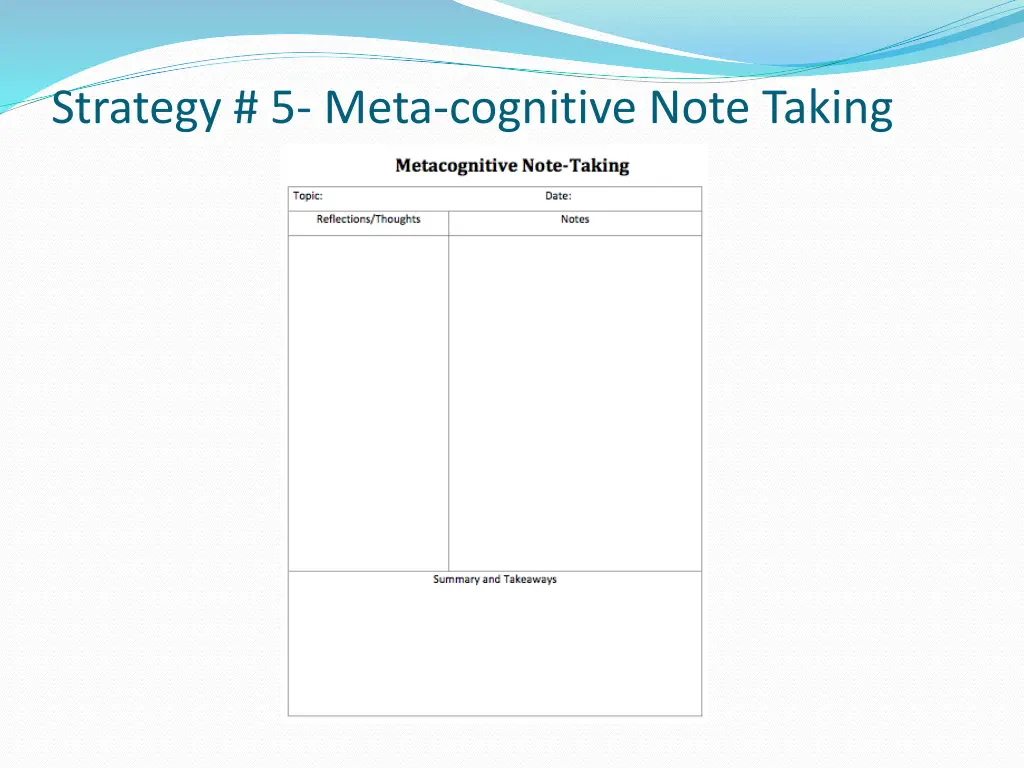 strategy 5 meta cognitive note taking