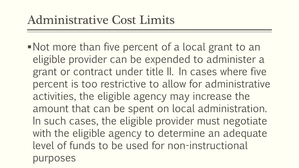 administrative cost limits