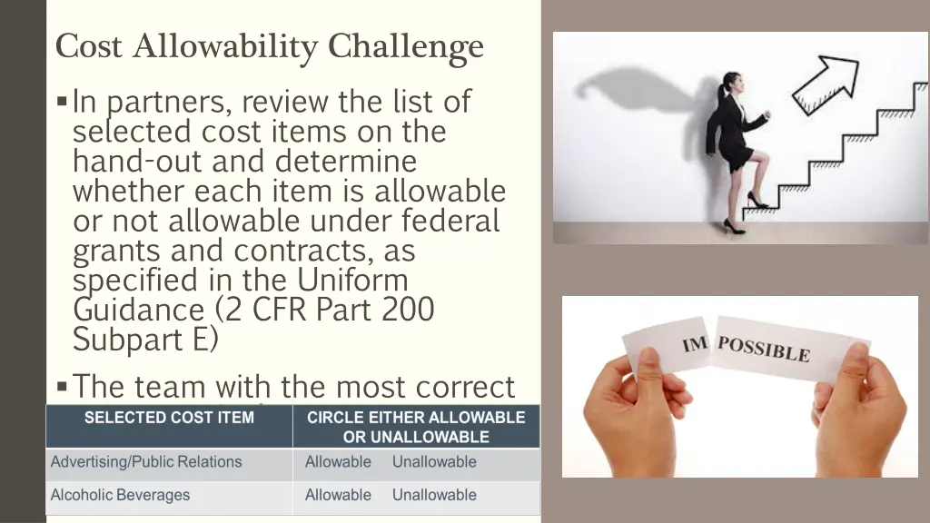 cost allowability challenge